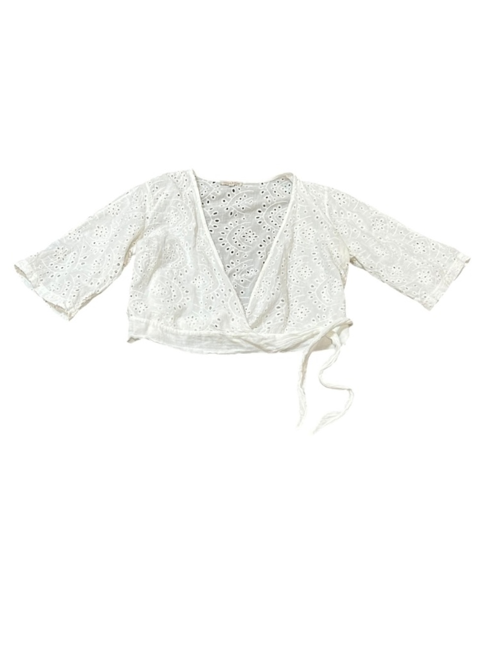 Stella Martini Eyelet Wrap Shirt Blouse Top Women's Size L